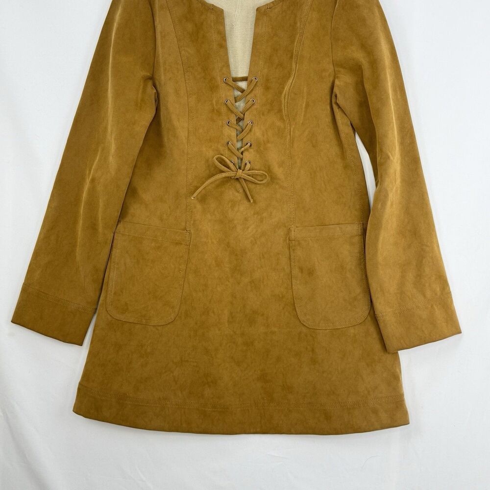 Free People Bradley Faux Suede Mini Dress in Tan- Size  Small Petite - NWOT - Picture 7 of 16